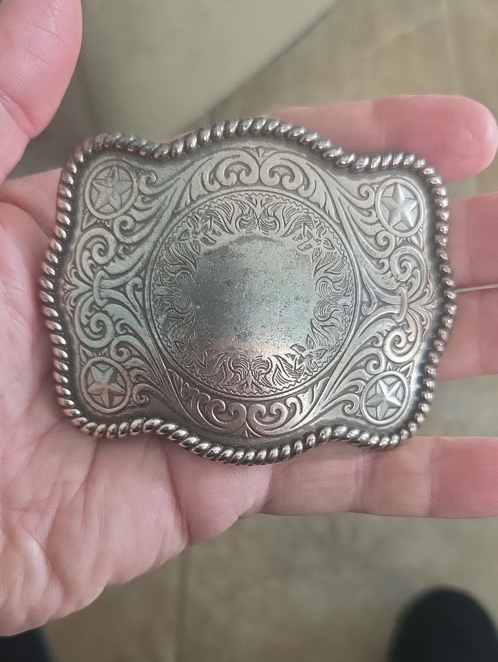 Colorado Silverstar Decorative Silver-Tone Engraved Belt Buckle